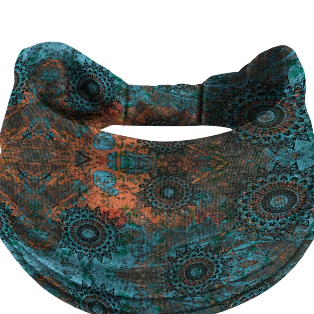 Boho Teal & Rust Mandala Hair Scarf